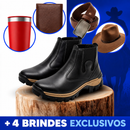 Kit de Bota Masculina Adventure em Couro Legítimo com Solado Antiderrapante + 4 BRINDES: Carteira, Chapéu, Cinto e Copo Térmico