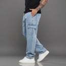 Calça Cargo Larga Bolso Lateral Skatista Streetwear Masculina Jeans