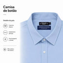 KIT 2 Camisa Social Masculina Manga Longa Slim Fit Elastano com Botão Tecnológica Anti Suor
